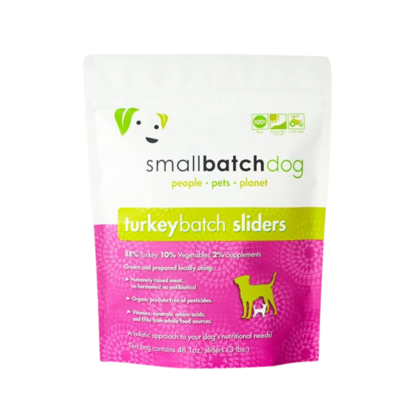 Small Batch Turkey Frozen Raw Dog Food Sliders, 3 lbs Supply