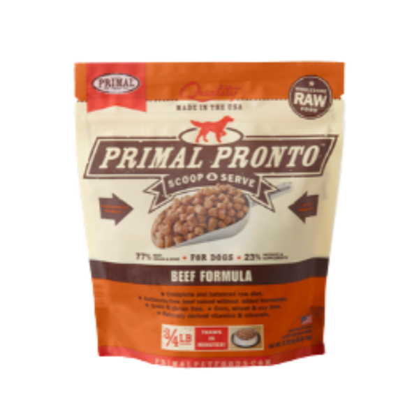 Primal Pronto Trial Size Beef Formula Raw Frozen Dog Food 12oz Hot on Sale